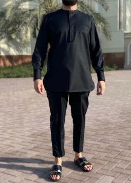 Nigerianischer Anzug „Nayja“ Schwarz von Custom Qamis